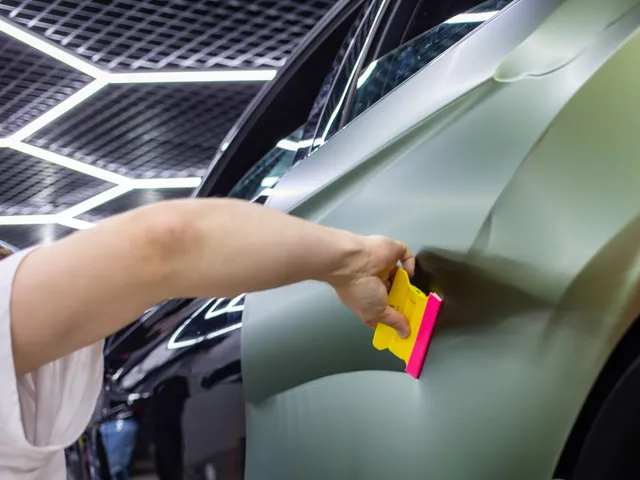 Vehicle vinyl wrap detail